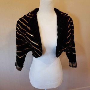 Black and gold sequins bolero shrug crop jacket